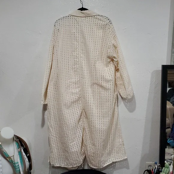 Anthropologie Eyelet Long Cream Swim Cover-Up - Picture 10 of 12